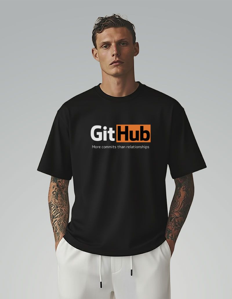 Github More Commits Than Relationships Oversized Printed T-shirt