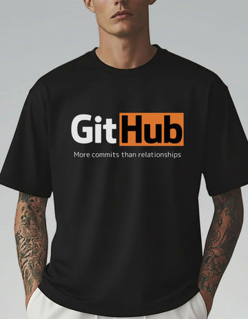 Github More Commits Than Relationships Oversized Printed T-shirt