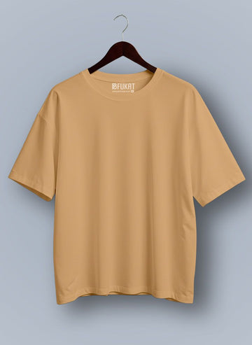 Beige Plain Oversized T-shirt