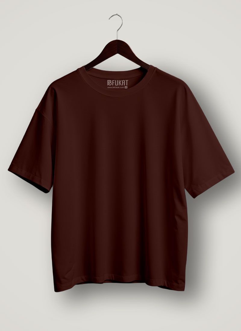Brown Plain Oversized T-shirt