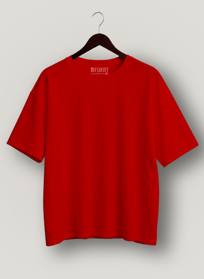 Red Plain Oversized T-shirt